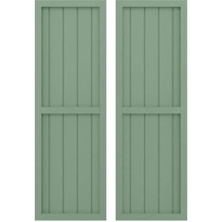 Americraft 5-Board Exterior Wood 2 Equal Panel Framed Board-n-Batten Shutters, ARW101BF518X80TGH